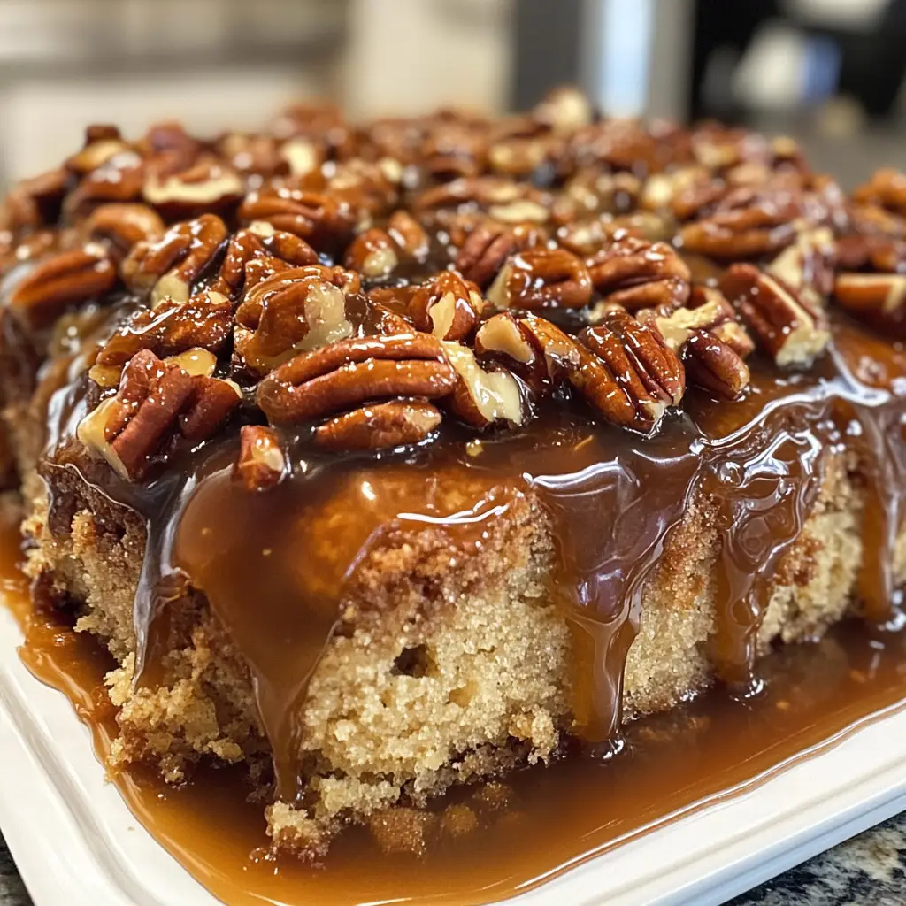 Butter Pecan Praline Poke Cake