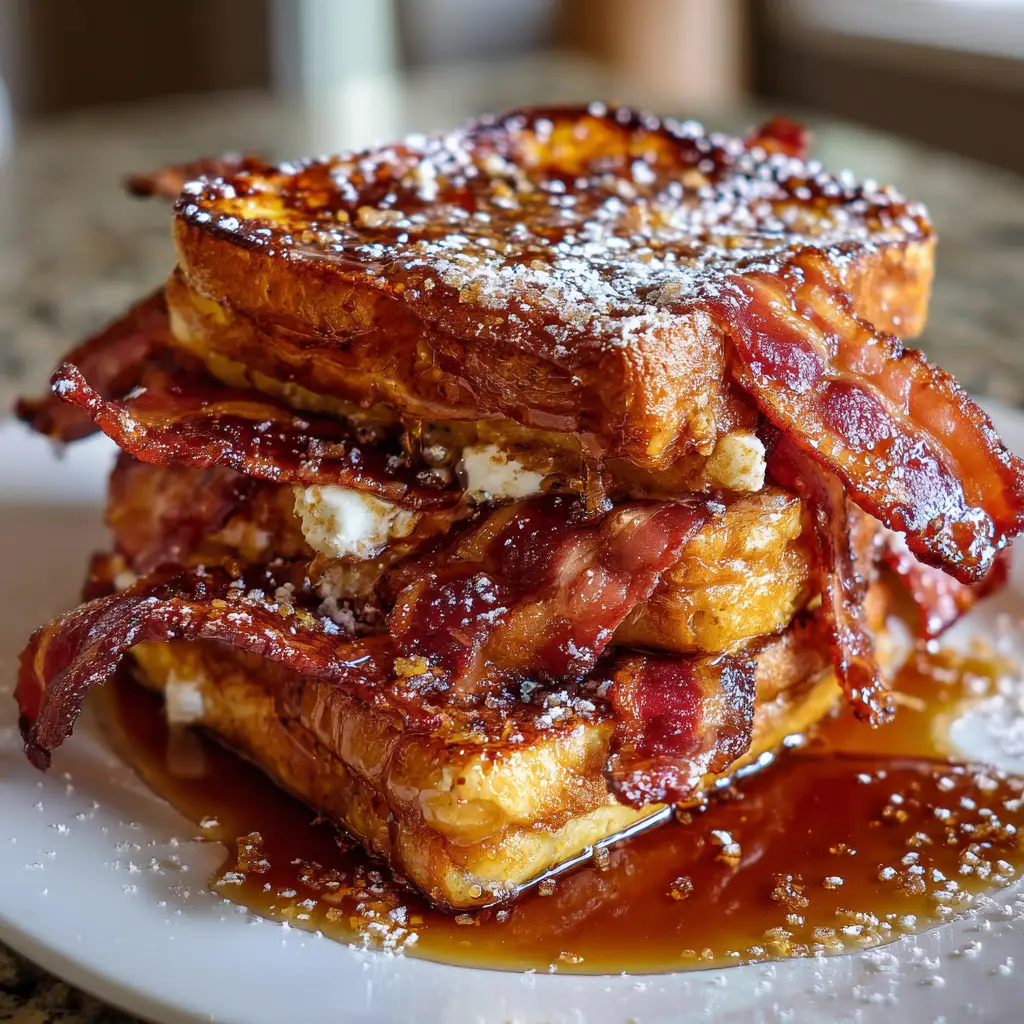 Bourbon Maple Bacon Stuffed French Toast