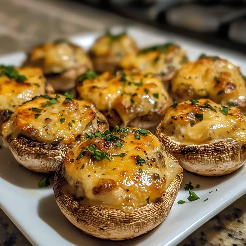 Cheesy Garlic Herb Stuffed Mushrooms