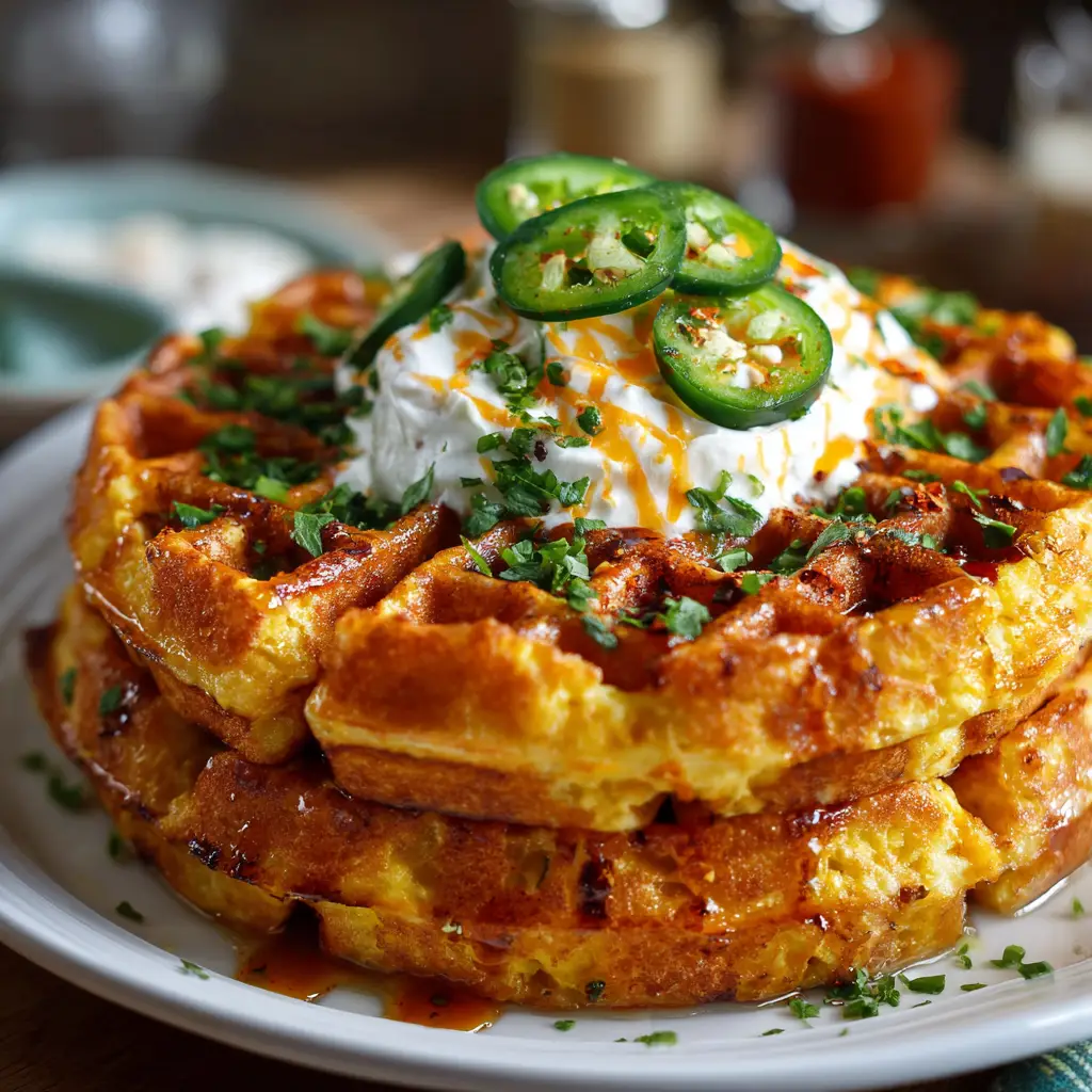 Cheddar Jalapeño Cornbread Waffles