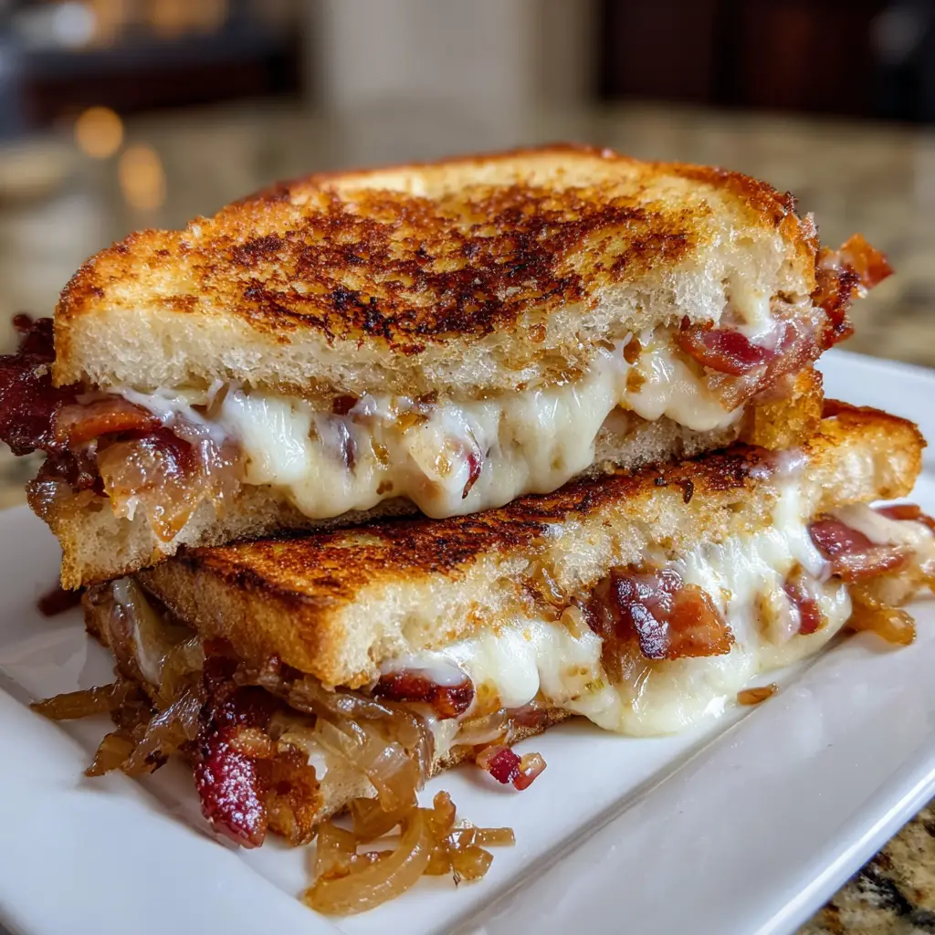 Bacon And Caramelized Onion Grilled Cheese Sandwiches