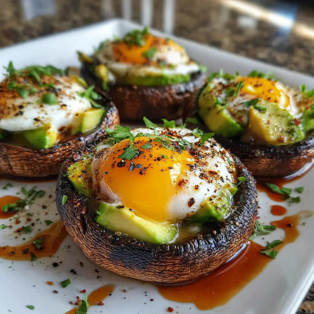 Avocado and Egg Stuffed Portobello Mushrooms