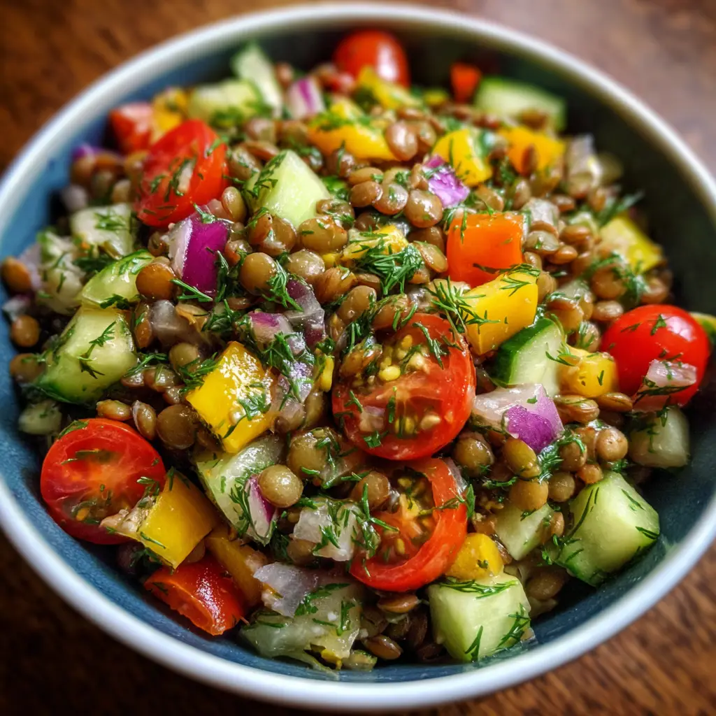 Mediterranean Lentil Salad with Lemon Dill Dressing