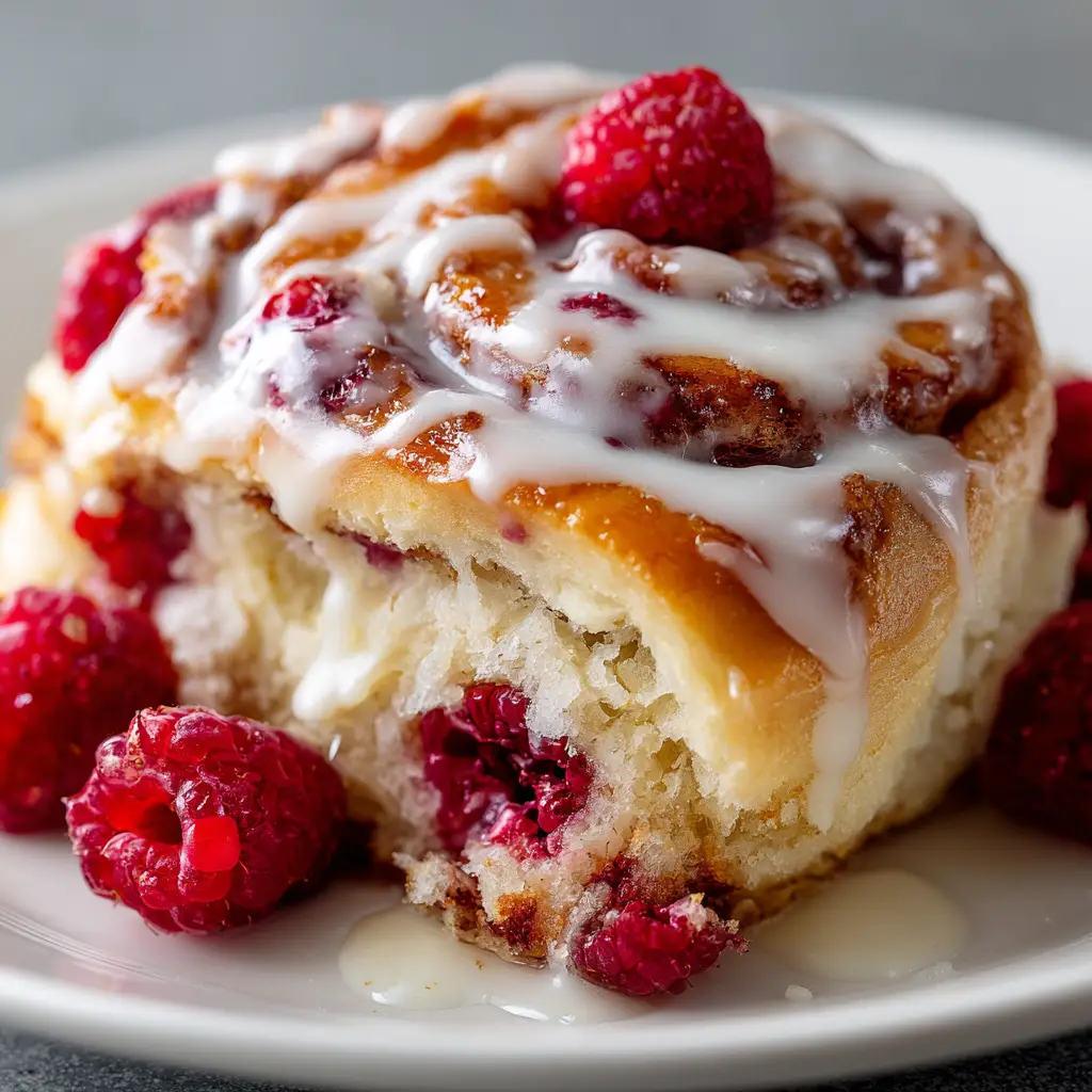 Raspberry Cinnamon Rolls with Lemon Glaze