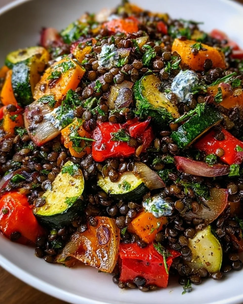 Black Lentil Salad with Roasted Vegetables