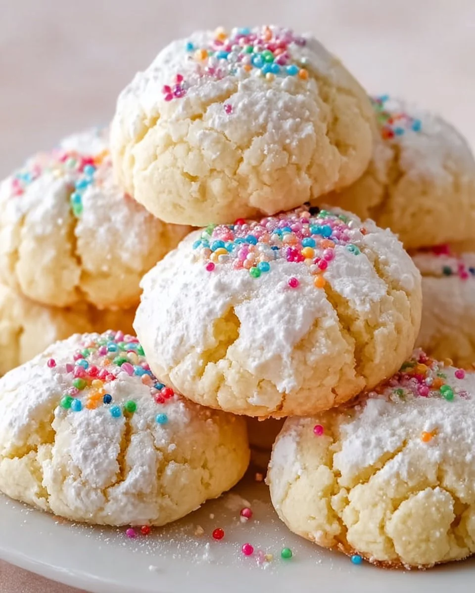 Colorful Italian Easter cookies decorated with icing and sprinkles.