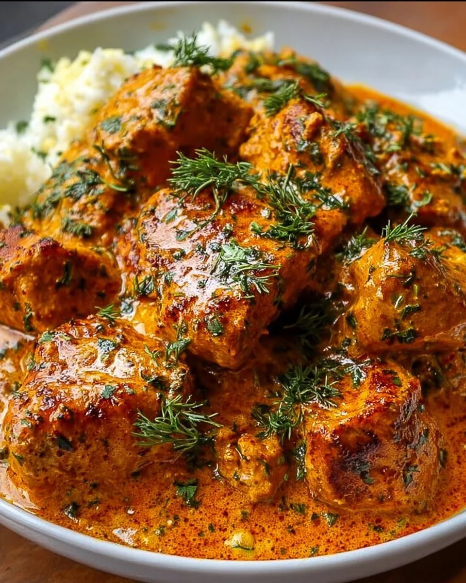 Delicious 5-ingredient keto butter chicken dish served with herbs