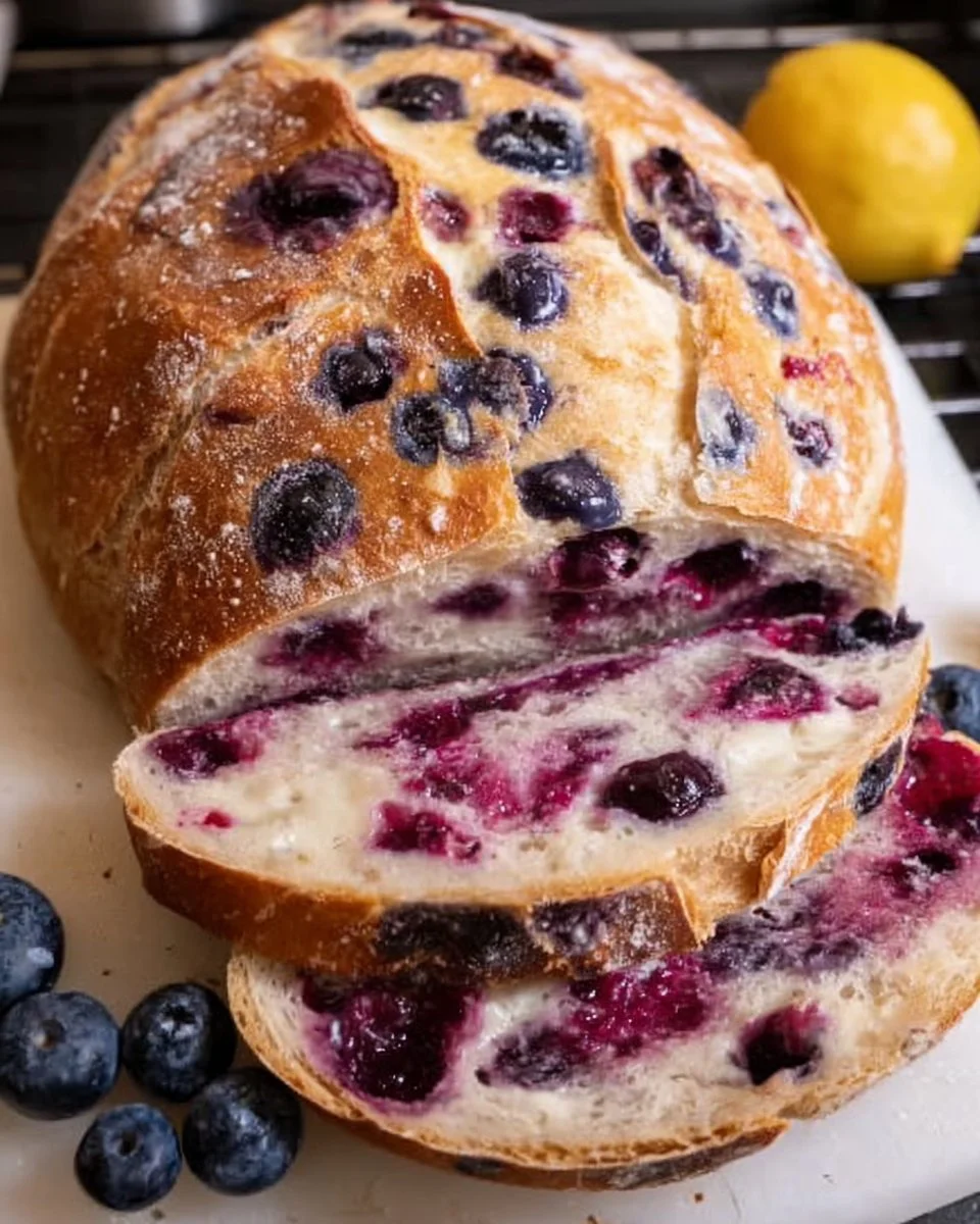 Blueberry Lemon Cream Cheese Sourdough Bread