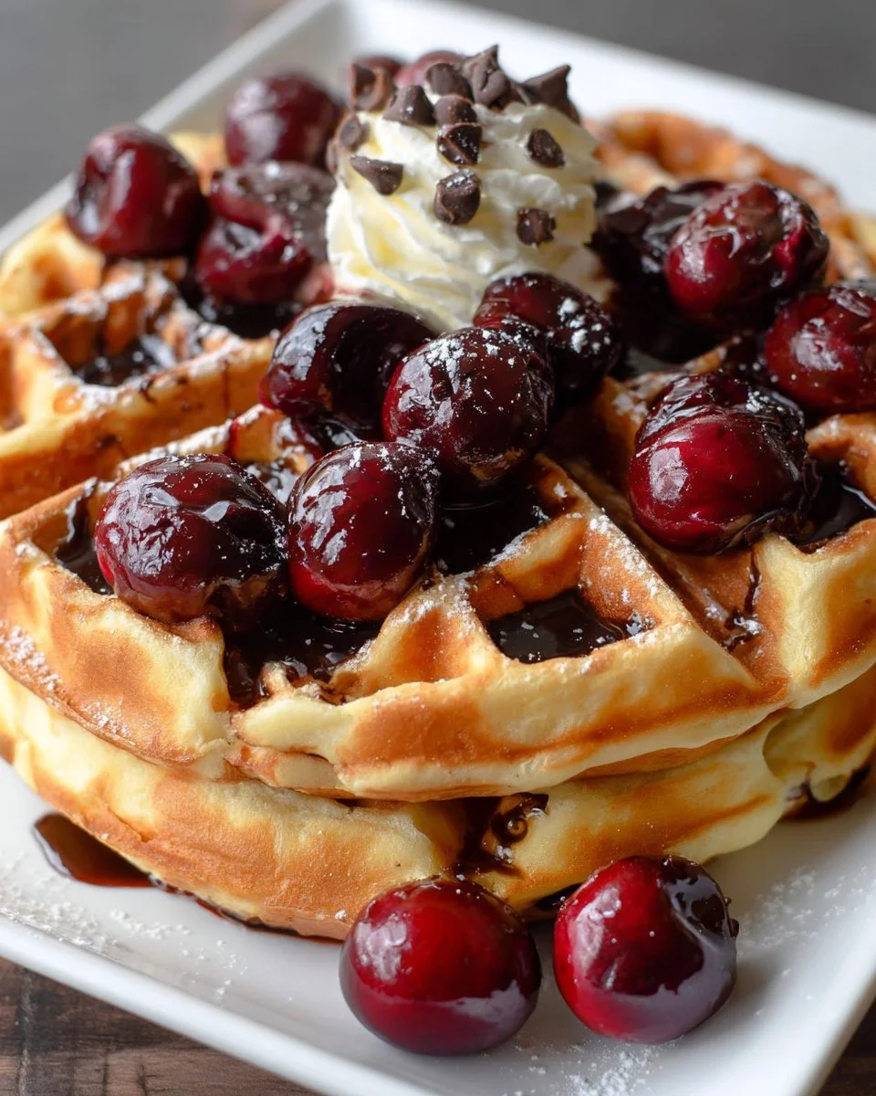 Cherry Chocolate Chip Waffles