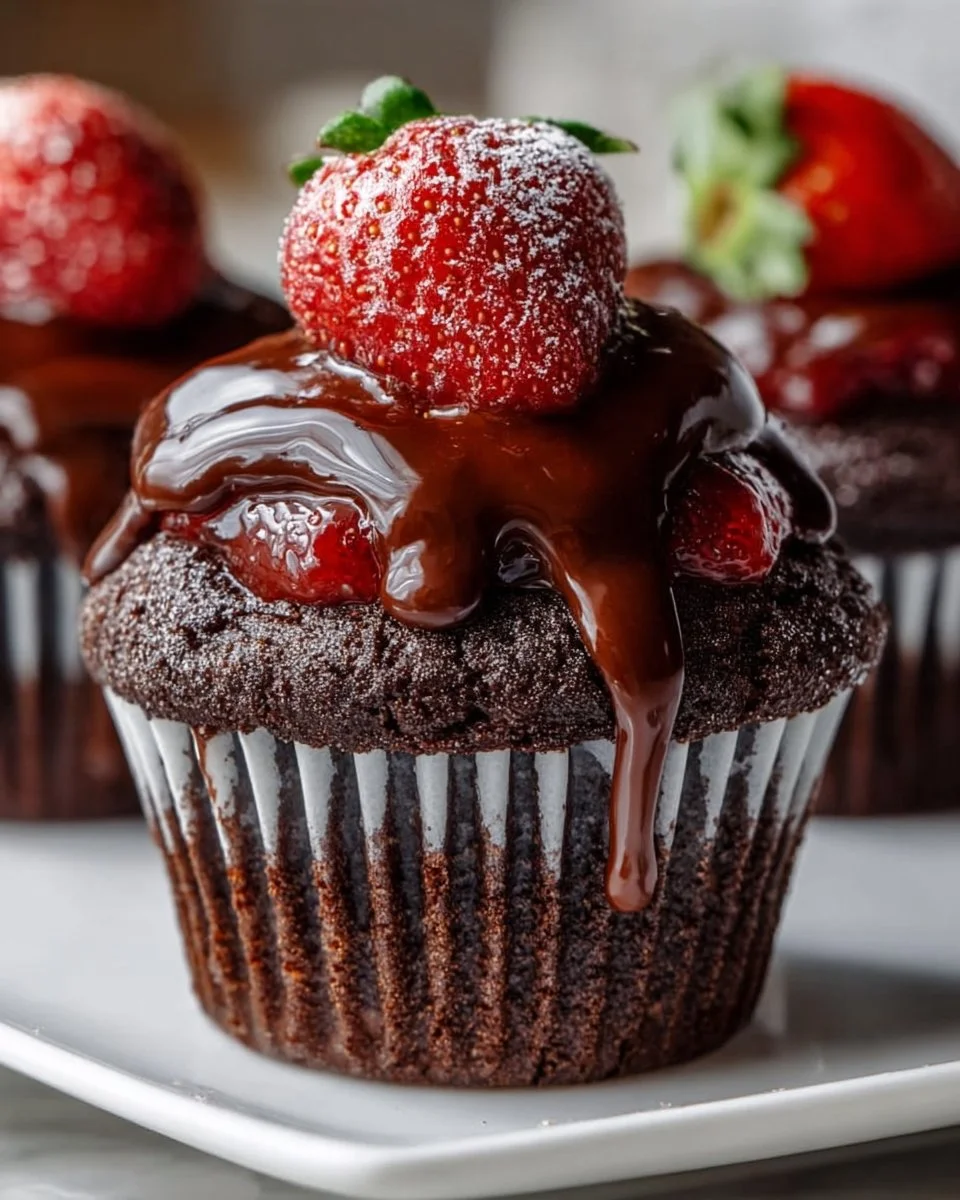Chocolate Strawberry Jam Cupcakes