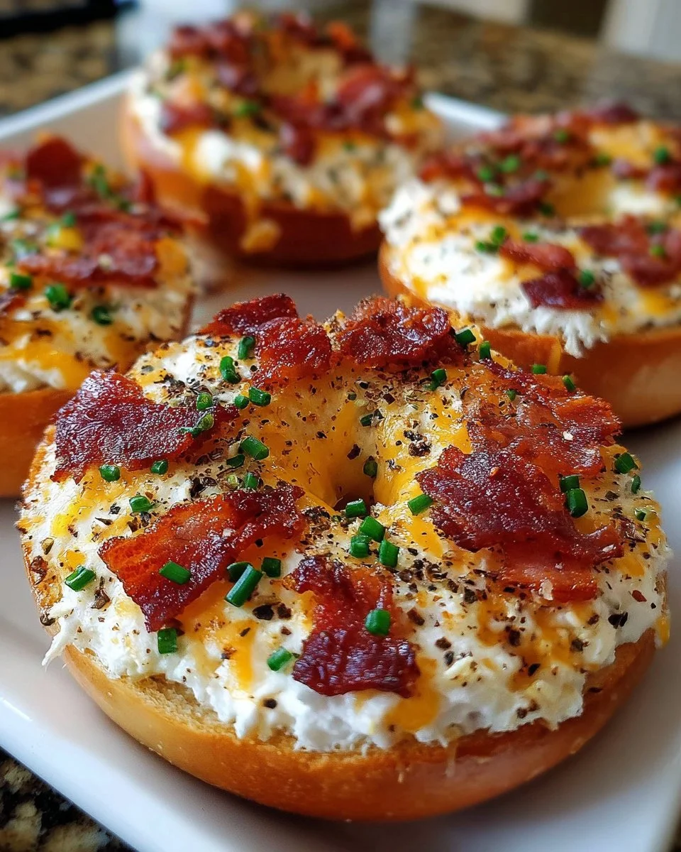 Creamy Bacon Cheddar Bagels