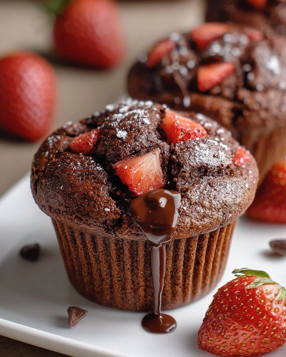 Double Chocolate Strawberry Muffins