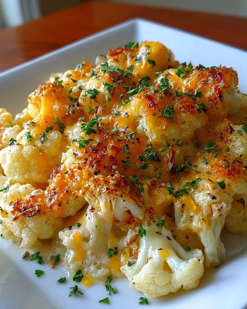 Healthy chicken cauliflower casserole baked with fresh ingredients.
