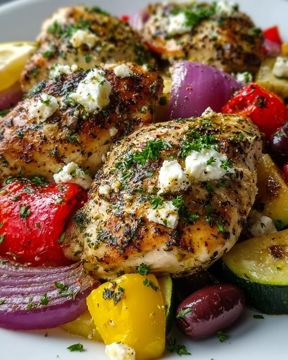 Herbed Greek Chicken Foil Packets with fresh vegetables in aluminum foil