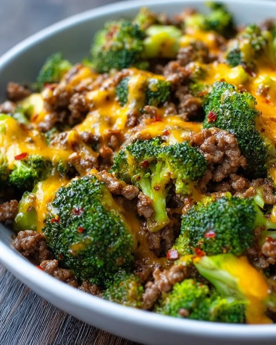 Keto Hamburger Broccoli Skillet - low-carb recipe with ground beef and broccoli