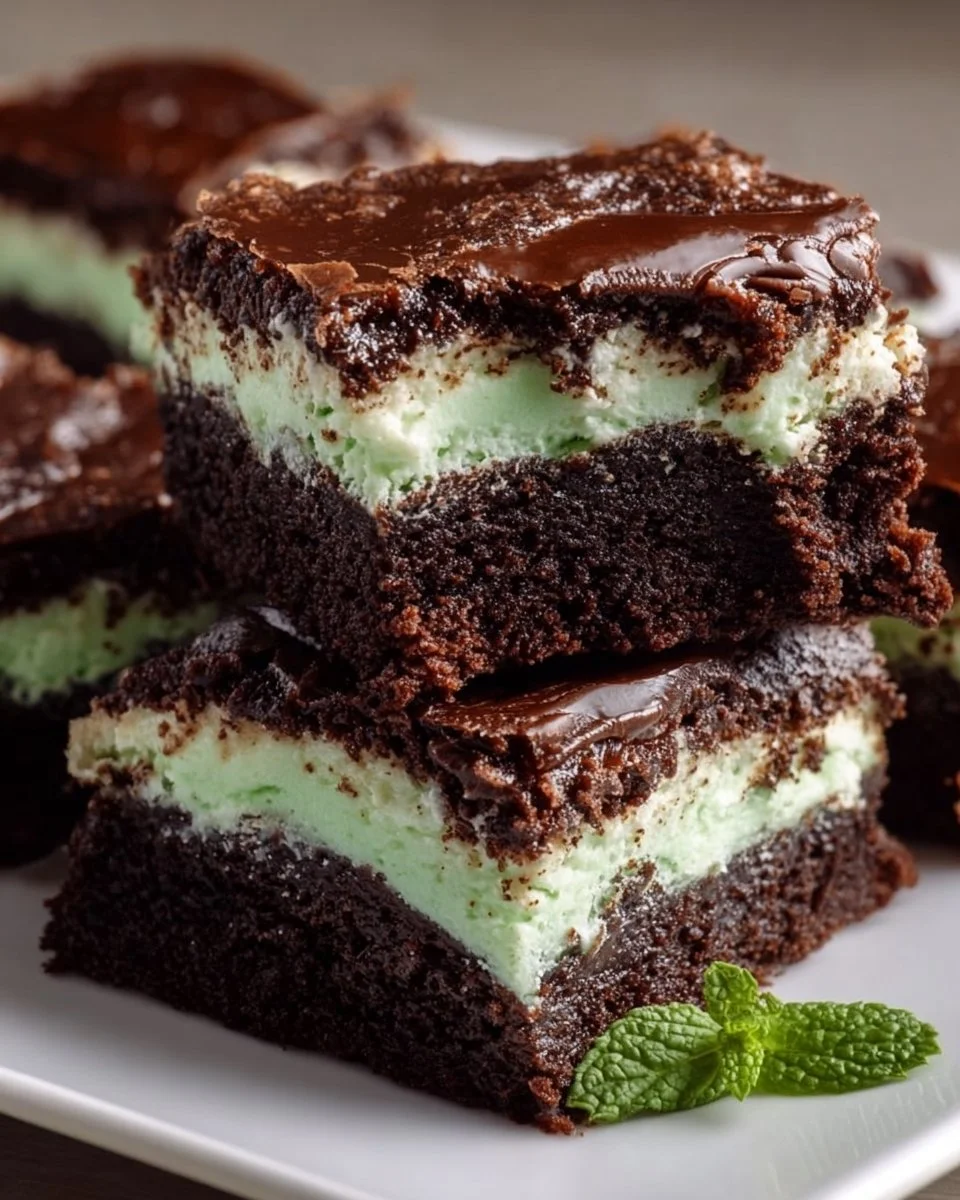 Delicious homemade mint brownies with a rich chocolate and mint frosting