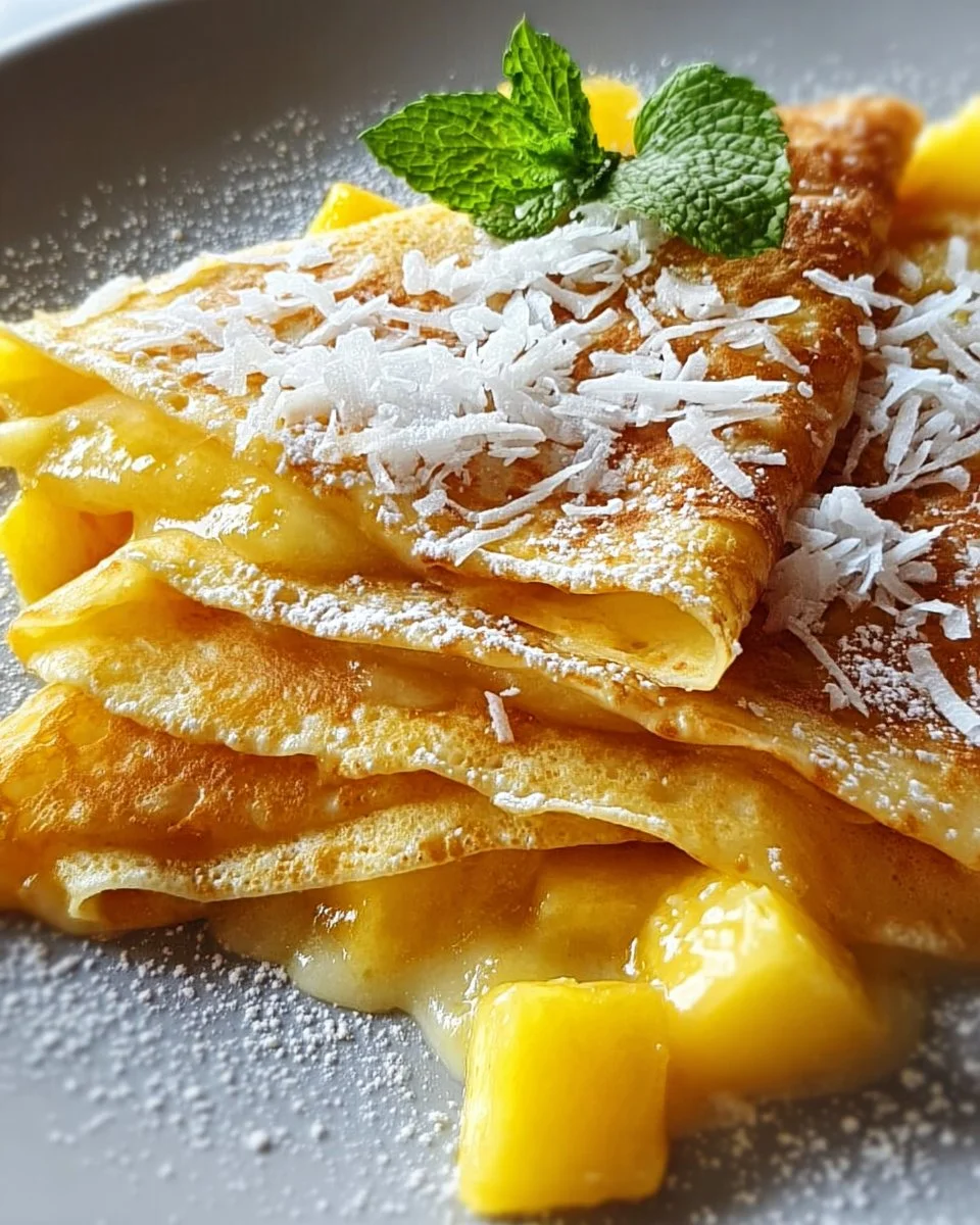 Tropical Pineapple-Mango Coconut Crepes