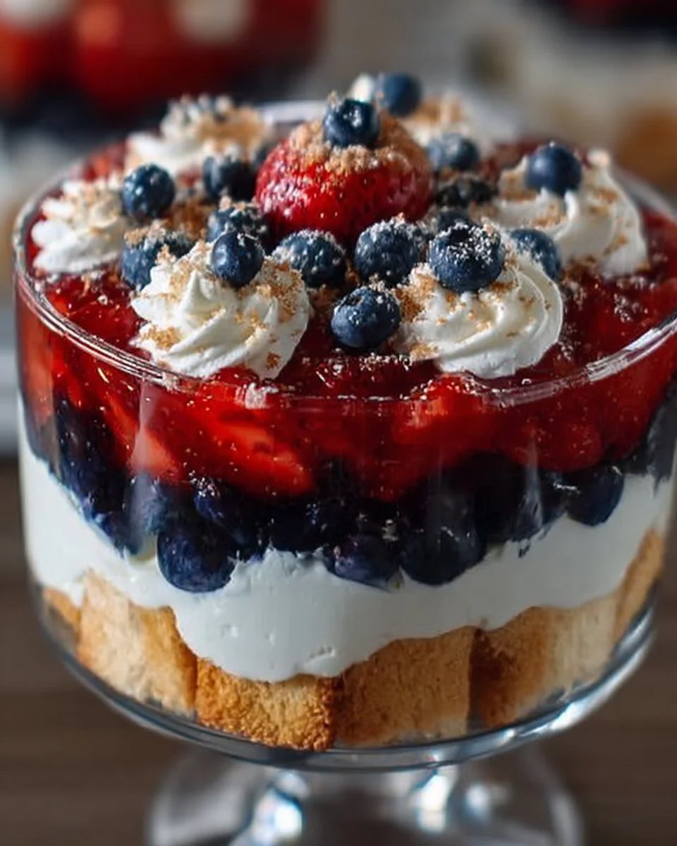 Cheesecake Trifle Layered Red, White & Blue