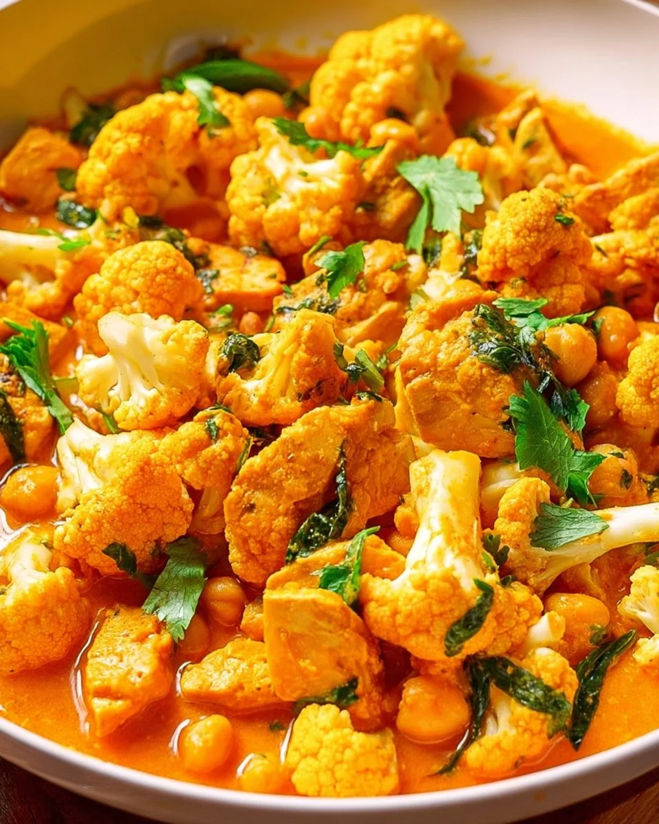 Chicken Cauliflower Chickpea Coconut Curry