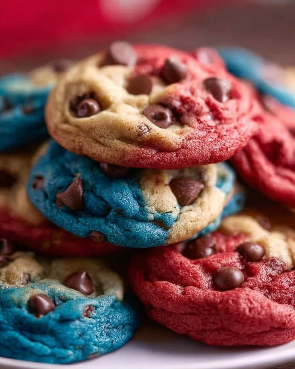 Colorful Marble Chocolate Chip Patriotic Cookies