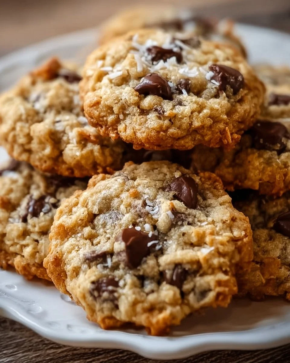 Freshly baked Cowboy Cookies with chocolate chips and nuts