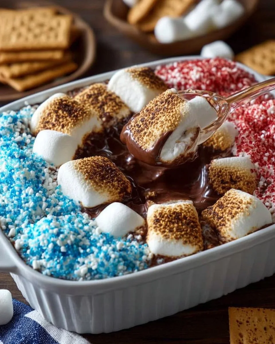 Delicious easy S'mores Dip served with graham crackers and marshmallows