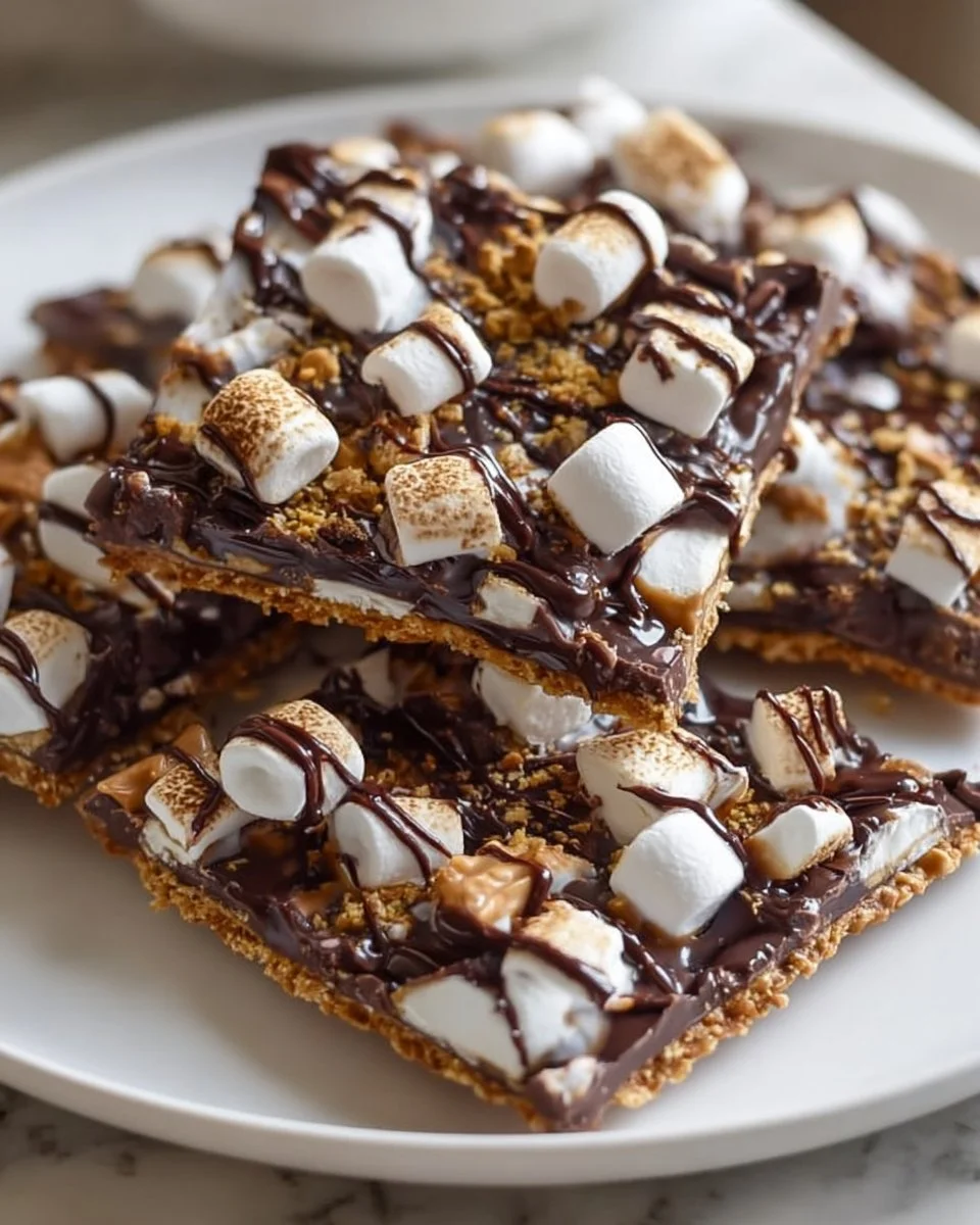 Chocolate and marshmallow loaded s'mores bark delicious dessert treat