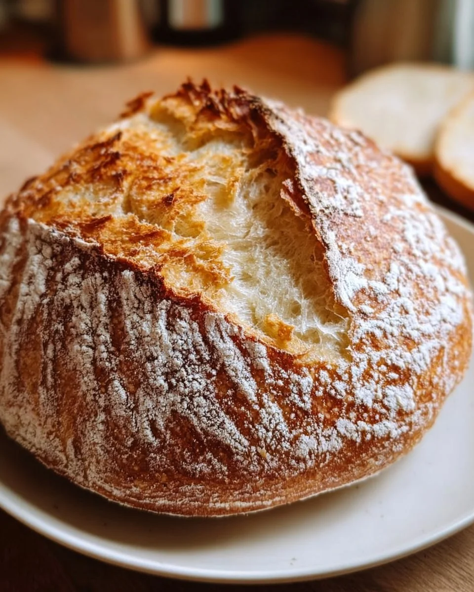 Freshly baked no-bulk-fermentation sourdough bread from the Lazy Baker's recipe