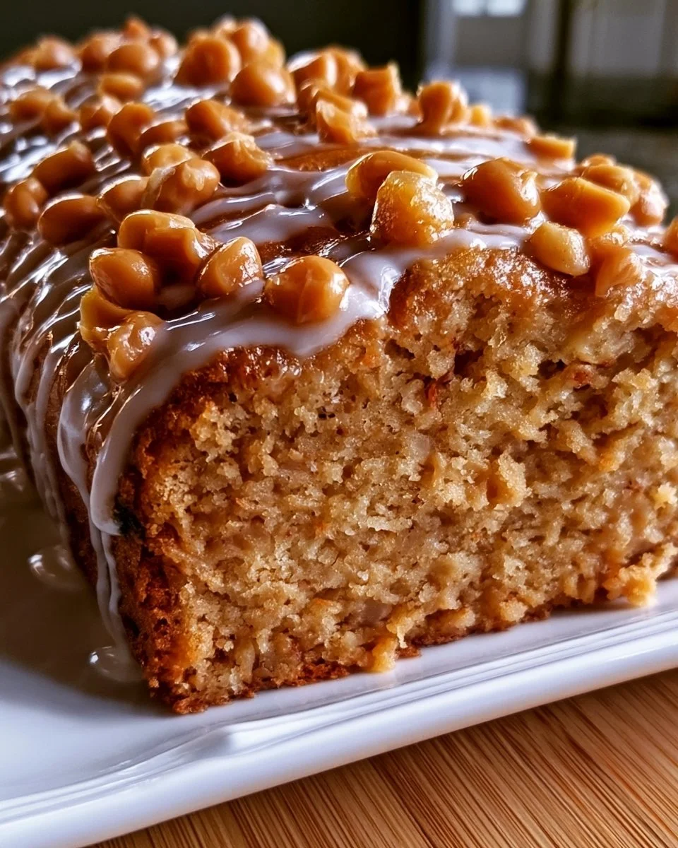 Loaf of delicious homemade butterscotch bread on a wooden table