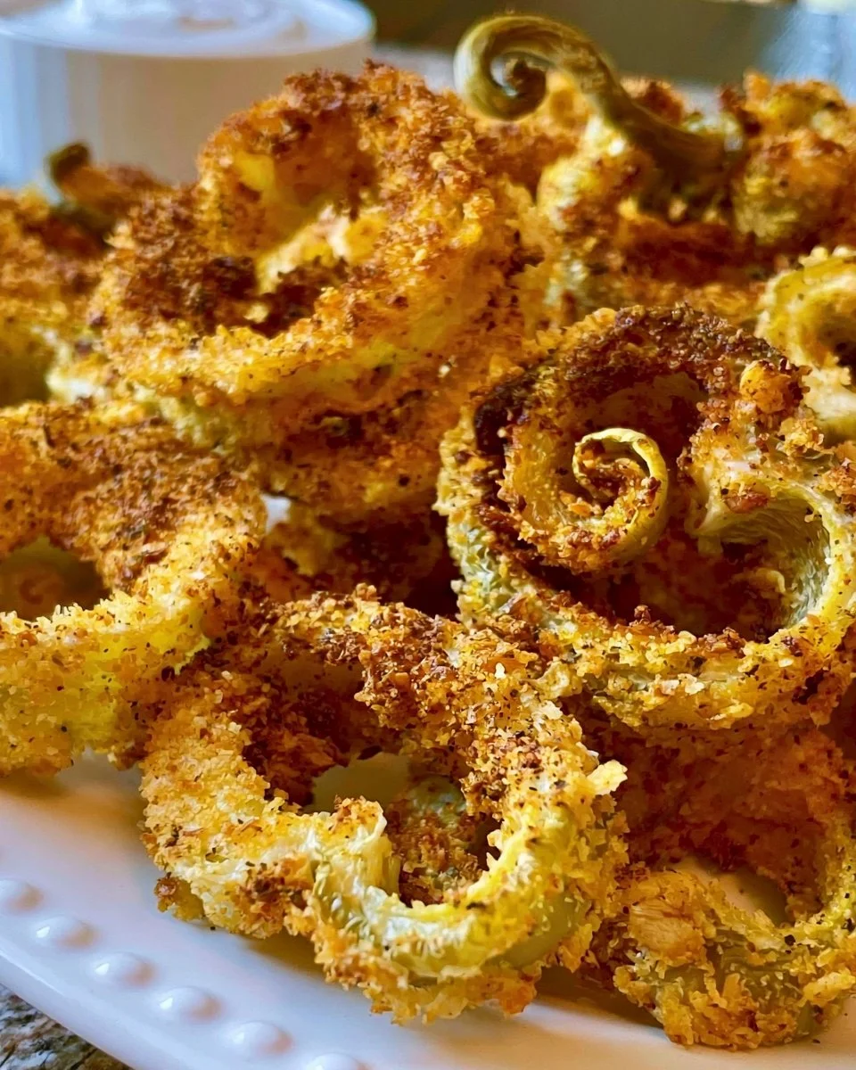 Crispy air fryer banana pepper rings served as a delightful snack