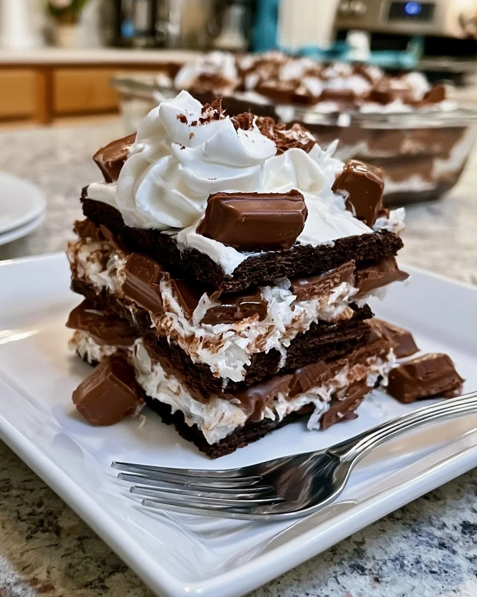 Mounds Coconut Dark Chocolate Icebox Cake