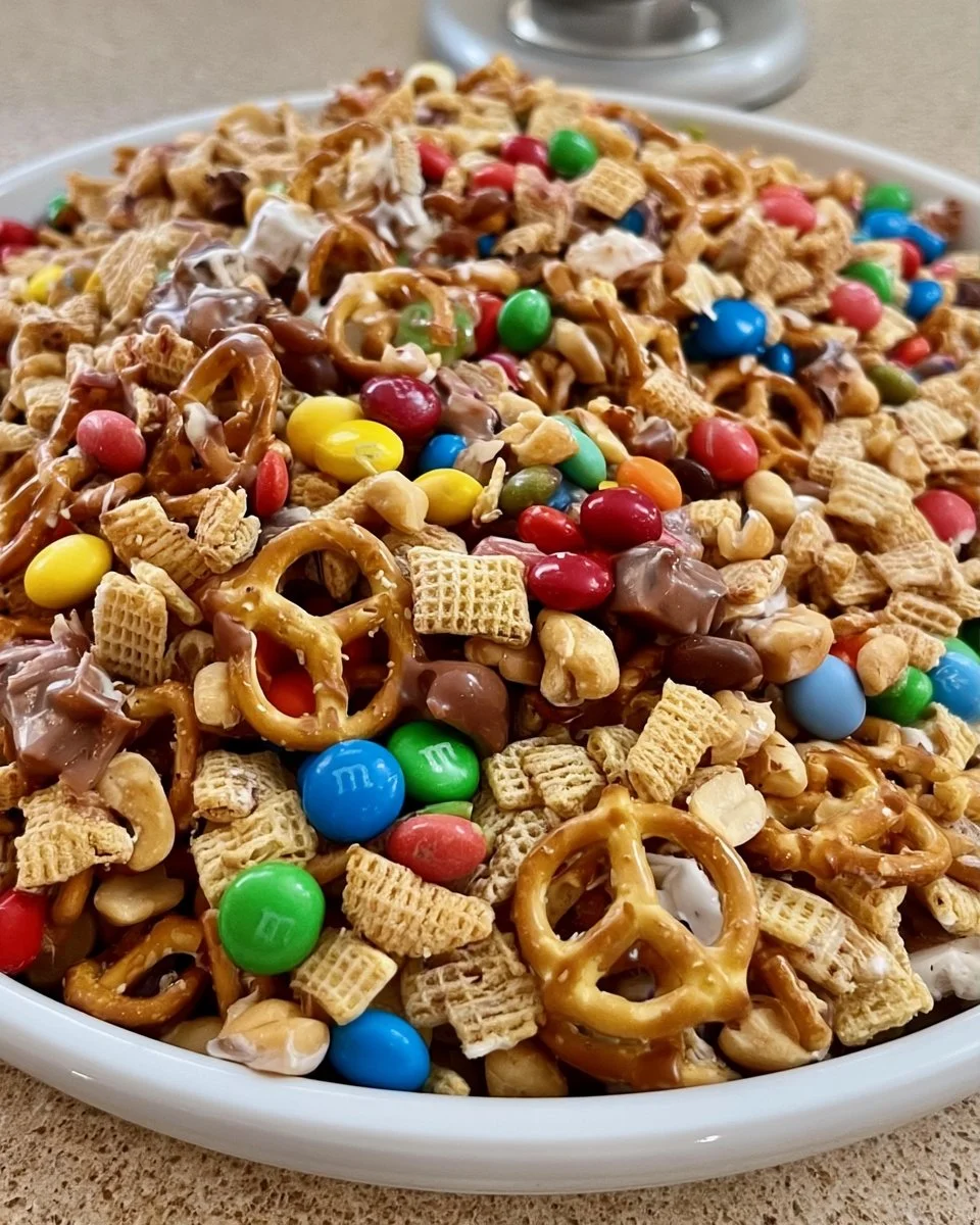 Delicious White Trash Snack Mix, perfect for parties and gatherings
